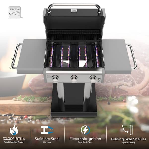 KENMORE 3-Burner Pedestal Grill in Black PG-4030400LD