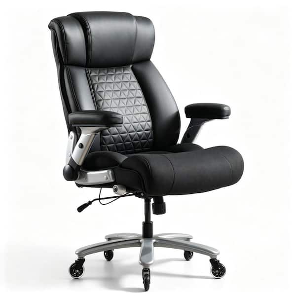 Black Ergonomic Office Chai,Gaming Chair with Adjustable Lumbar Support,Flip-up Armrest,Wider Seat,Quiet Rubber Wheels