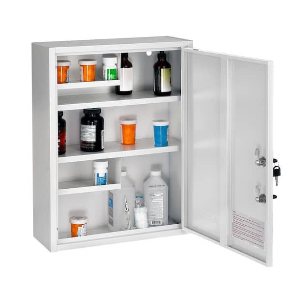 16 in. W x 21 in. H Medium White Surface Mount Dual Locking Medicine Cabinet without Mirror