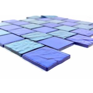 Landscape Horizon Blue Square Mosaic 12.25 in. x 12.25 in. Translucent Textured Glass Pool Tile (1.04 Sq. Ft./Sheet)