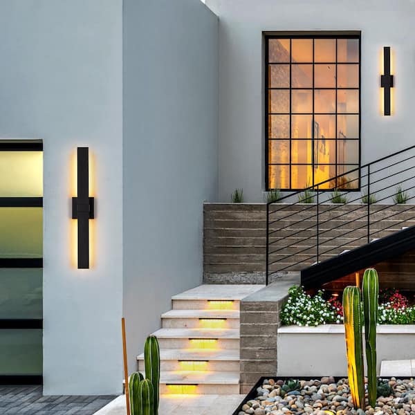 Acerbis 27.17 in. 1-Light Matte Black Modern Linear Integrated LED Indoor/Outdoor Hardwired Barn Wall Light