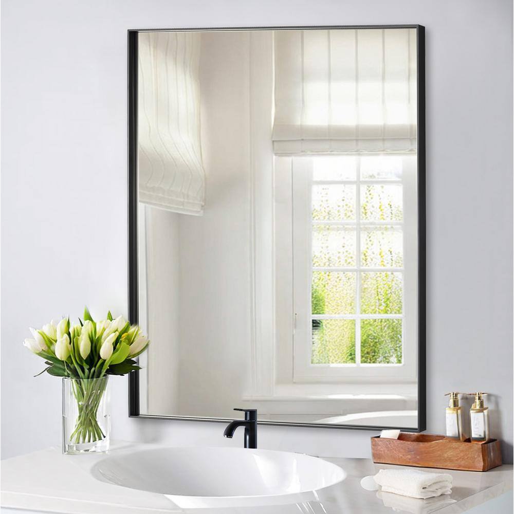 Elegant 36" Black Metal Frame Rectangular Mirror