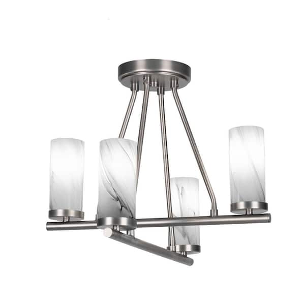 Zara 16 in. 4-Light Graphite Semi-Flush with No Shade No