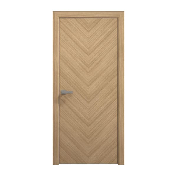Sartodoors 42 in. x 96 in. Painted White Oak Solid Wood Swing Door With Hardware