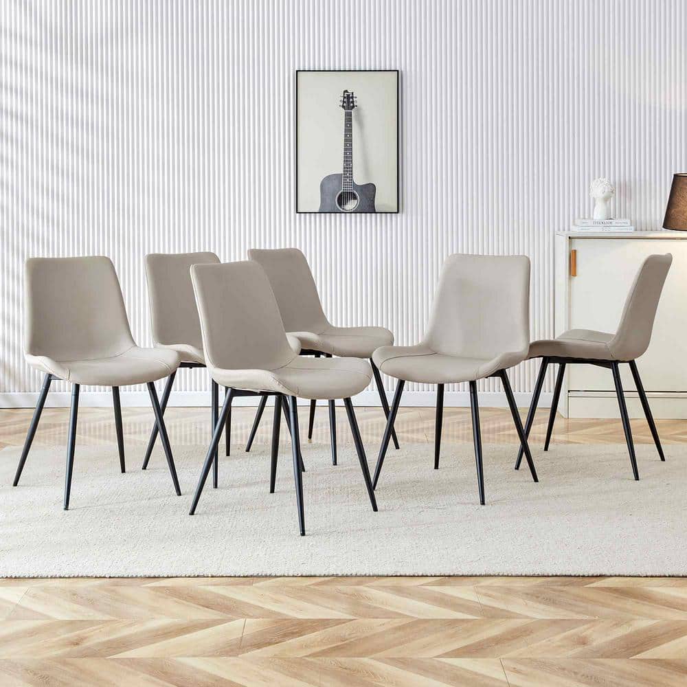 Light Gray Faux Leather High Back Side Chair with Metal Frame