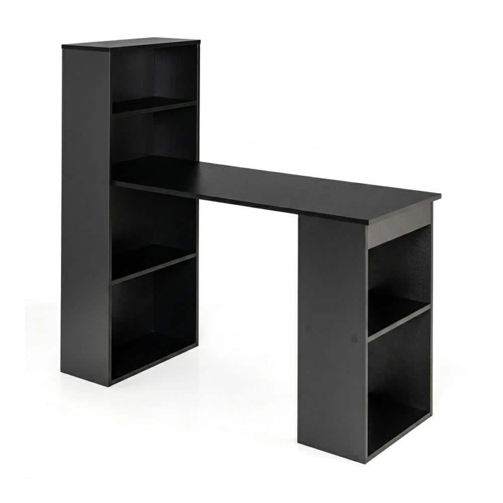 48 Computer Desk Maple Bunpeony 48 in. Computer Desk with 4 Tier Bookcase CPU Stand Engineered ...