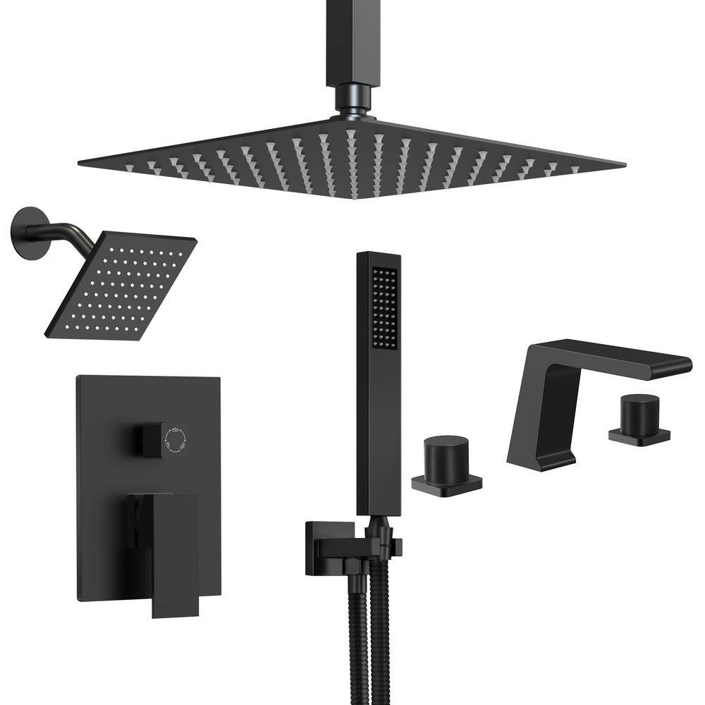 ClassicRain Single Handle 3-Spray Tub and Shower Faucet 2.5 GPM with Basin Faucet in Matte Black Valve Included price history on PriceWatchPro