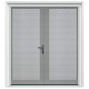 F-4500 72 in. x 80 in. White Left-Hand/Inswing Primed Fiberglass French Patio Door Kit with Impact Glass and Screen