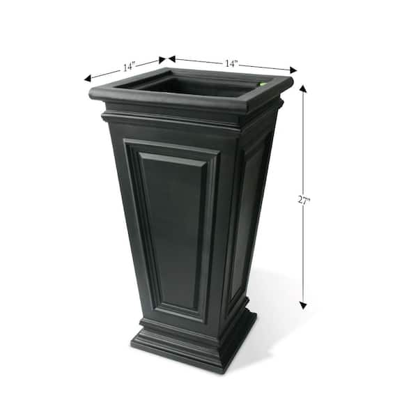 Algreen Valencia Planter, Square Taper Planter 12-In. by 14-In. Height, Black Marble Algreen Valencia Planter, Square Taper Planter 12-In. by 14-In. Height, Black Marble