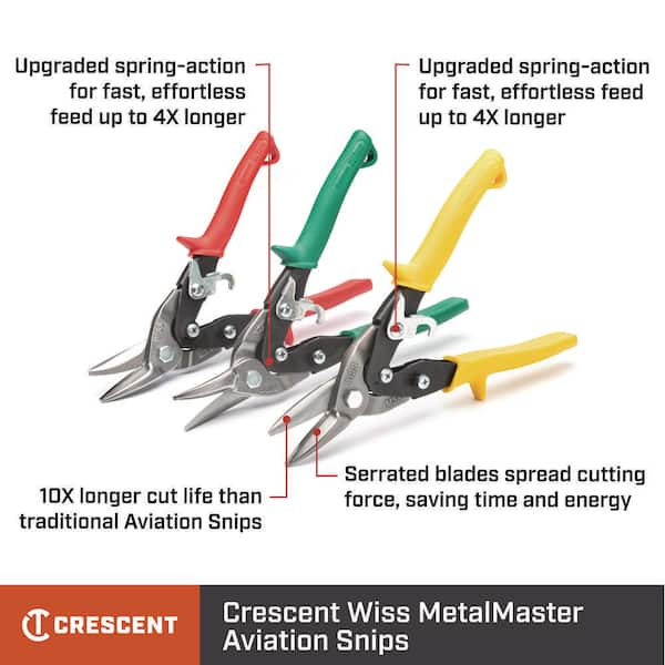 Wiss 9-3/4 in. Compound Action Straight and Right Cut Aviation Snips