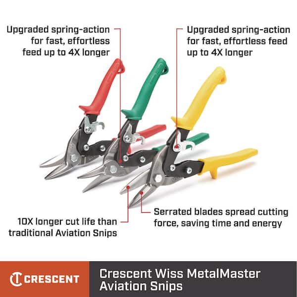 Wiss 9-1/4 in. Compound Action Straight, Left and Right Cut Bulldog Aviation Snip