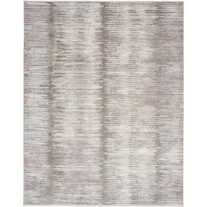 Modern Abstract Grey White 10 ft. x 13 ft. Abstract Contemporary Area Rug
