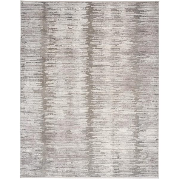 Nourison Modern Abstract Grey White 10 ft. x 13 ft. Abstract Contemporary Area Rug