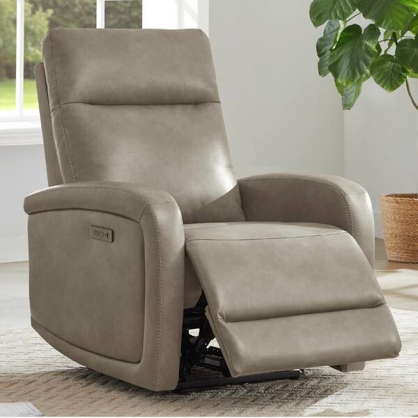 Spruce & Spring Edison Grey Leather Power Recliner with