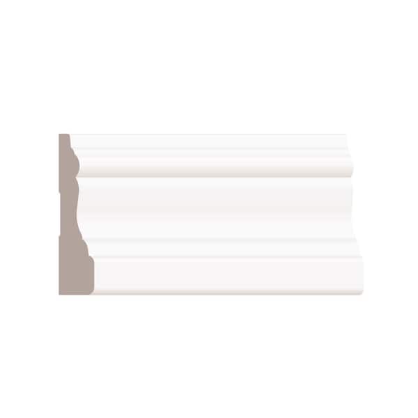 L444 3/4 in. D x 3-3/16 in. W x 90 in. L Primed Pine Wood White Finger-Joined Casing Moulding