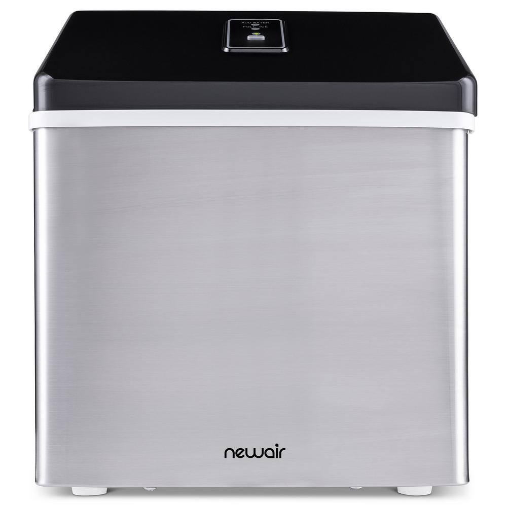 NewAir 40 lbs. Portable Ice a Day Countertop Clear Ice Maker BPA Free Parts Perfect for Cocktails and Soda in Stainless Steel, Silver