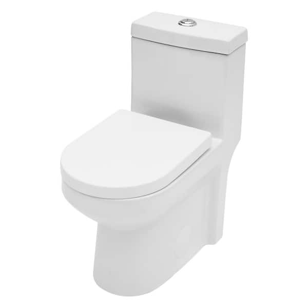 1-Piece Elongated Toilet 1.1/1.6 GPF Dual Flush in White Soft-Close Seat Included