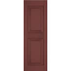 18 in. x 28 in. Exterior Real Wood Pine Raised Panel Shutters Pair Cottage Red