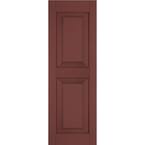 18 in. x 29 in. Exterior Real Wood Pine Raised Panel Shutters Pair Cottage Red