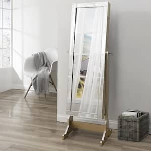 Adele Royal Champagne Cheval Floor Mirror Jewelry Armoire 57.5 in. x 18.1 in. x 14.5 in. with LED Lights