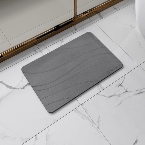 15.35 in. x 23.62 in. Stone Bath Mat, Super Absorbent Quick-Drying Shower Mat, Diatomaceous Earth Bath Mat, Dark Gray