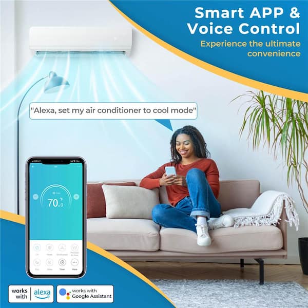 36K BTU(36000 BTU ASHRAE) 2 Zone 18K BTU 19 SEER2 Mini Split Air Conditioner Work with Alexa