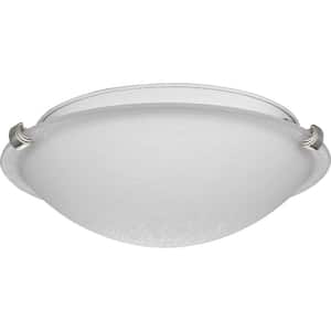 Linen Dome 12.25 in. 2-Light for Brushed Nickel with Etched Linen Transitional Flush Mount Light for Bedroom