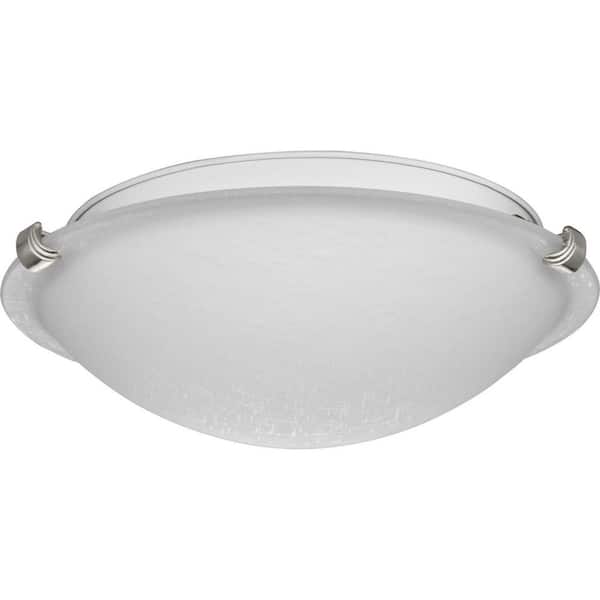Progress Lighting Linen Dome 12.25 in. 2-Light for Brushed Nickel with Etched Linen Transitional Flush Mount Light for Bedroom