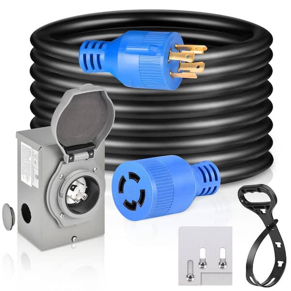 SEEUTEK 30 ft. 10/4 30 Amp Generator Extension Cord 4 Prong 125-Volt Indoor/Outdoor Extension Cord L14-30P Black