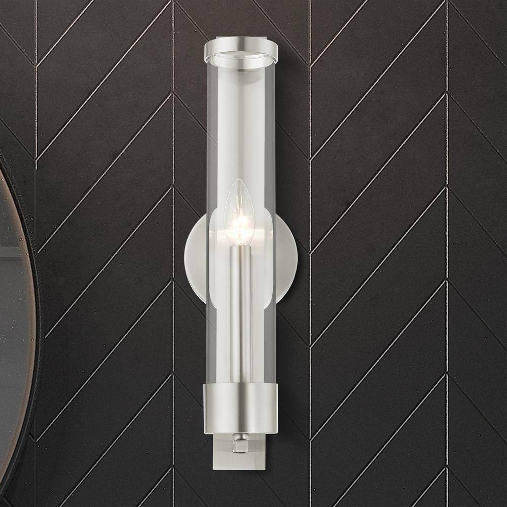 Castleton Brushed Nickel ADA Compliant Wall Sconce with Clear Glass