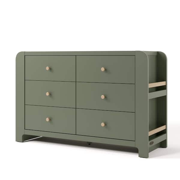 Read-with-Me Olive with Driftwood 6 Drawer 52.01 in. Wide Dresser