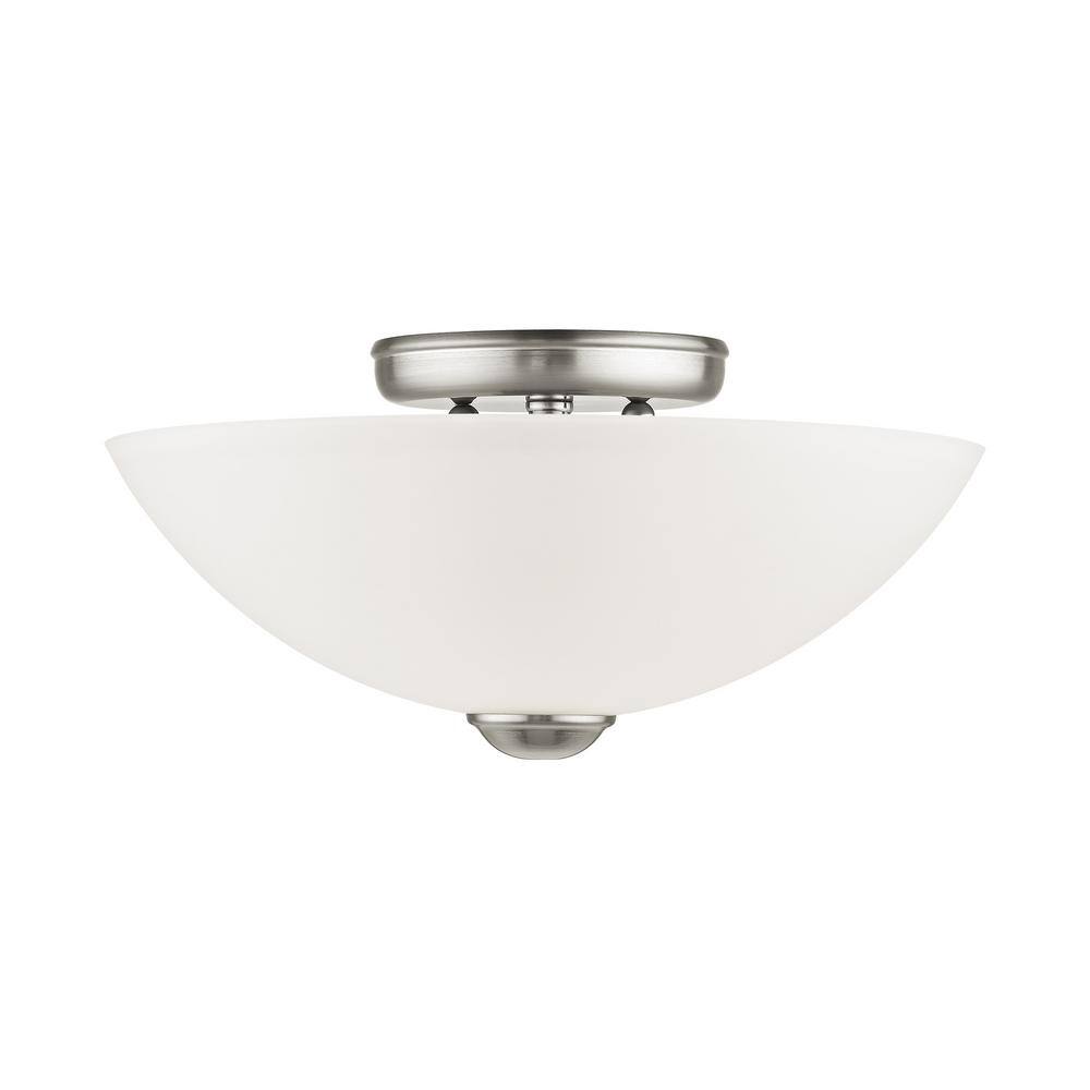 Somerset Brushed Nickel 2-Light Semi Flush Mount with Satin Glass