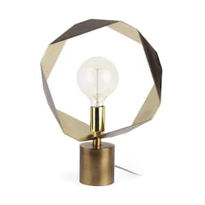 Charlie 18.7 in. Gold Integrated LED No Design Interior Lighting for Living Room with Gold Metal Shade