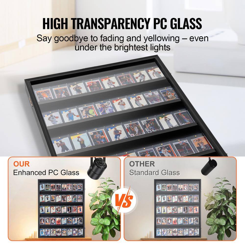 Matte Black Lockable Wall Mounted Sports Card Display Case