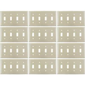 Ivory 4-Gang Toggle UL Listed Switch Plate (12-Pack)