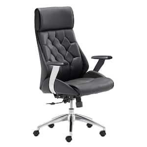Boutique Black Faux Leather Seat Office Chair with Non-Adjustable Arms