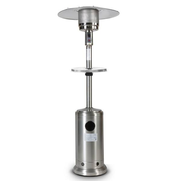 Unbranded 46,000 BTU Mushroom Outdoor Metallic Cover Patio Heater, with 2 Smooth-Rolling Wheels, Hose Set and Round Side Table