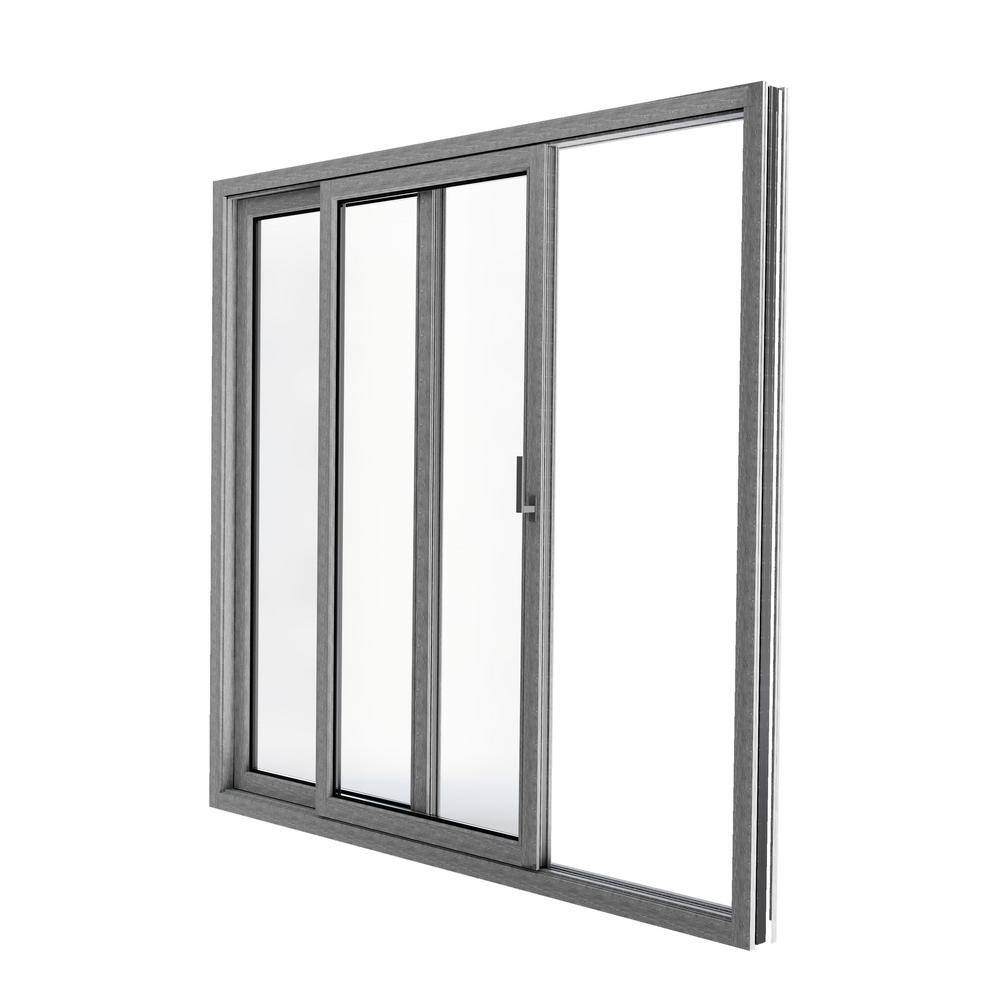 Grey Steel Sliding Patio Door with Tempered Glass, 72 x 80 in.