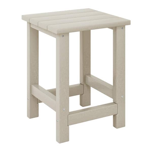 Children's Laguna Outdoor Patio All Weather Fade Resistant Kids Poly Plastic Adirondack Square Side Table in Sand