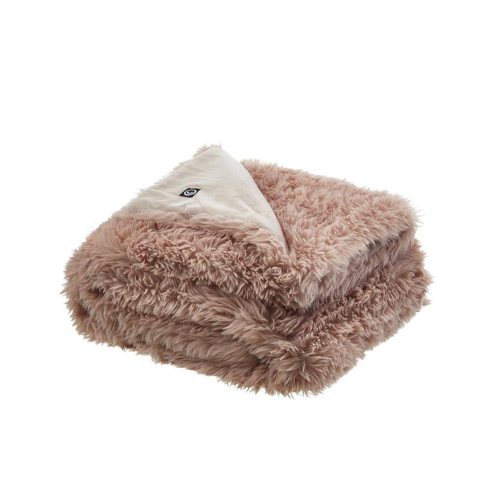 COZY TYME Yvonne Blush Throw Reverse Micromink 100 Polyester 50 in. x