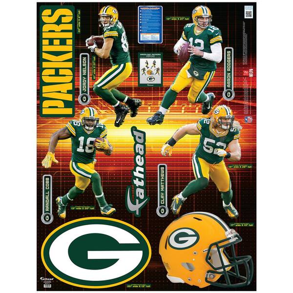 Fathead 52 in. H x 39 in. W Green Bay Packers Power Pack Wall Mural
