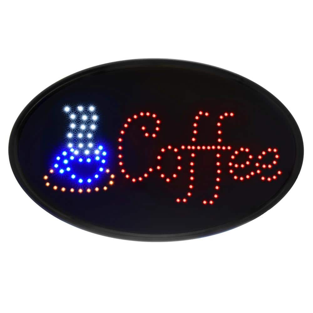 23 in. x 14 in. LED Oval Coffee Sign