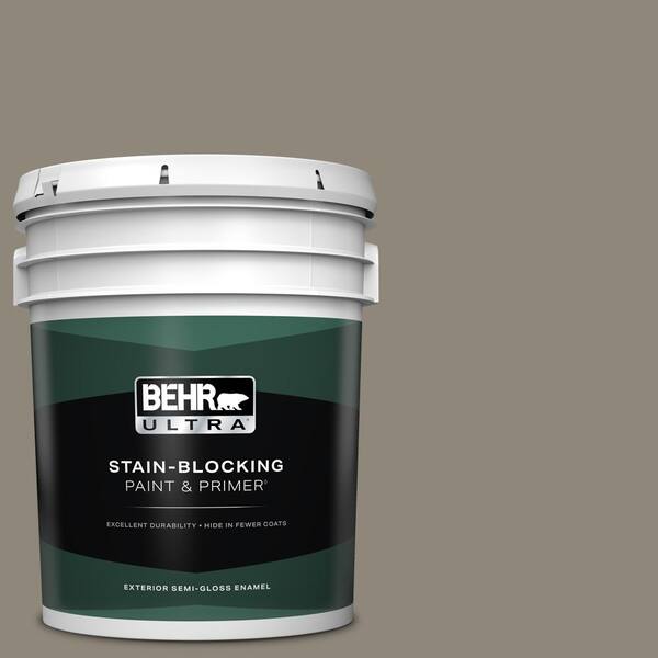 BEHR ULTRA 5 gal. #T16-08 Fifth Olive-Nue Semi-Gloss Enamel Exterior Paint & Primer