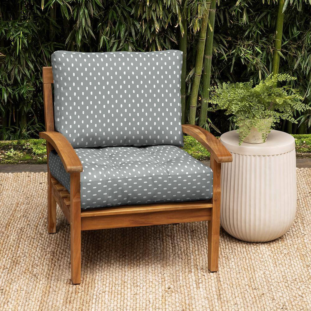 Stone Grey Dot Bamboo Viscose and Polyester Outdoor Deep Seat Cushion Set
