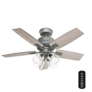 Gatlinburg 44 in. Indoor Matte Silver Ceiling Fan with Light Kit and Remote Included