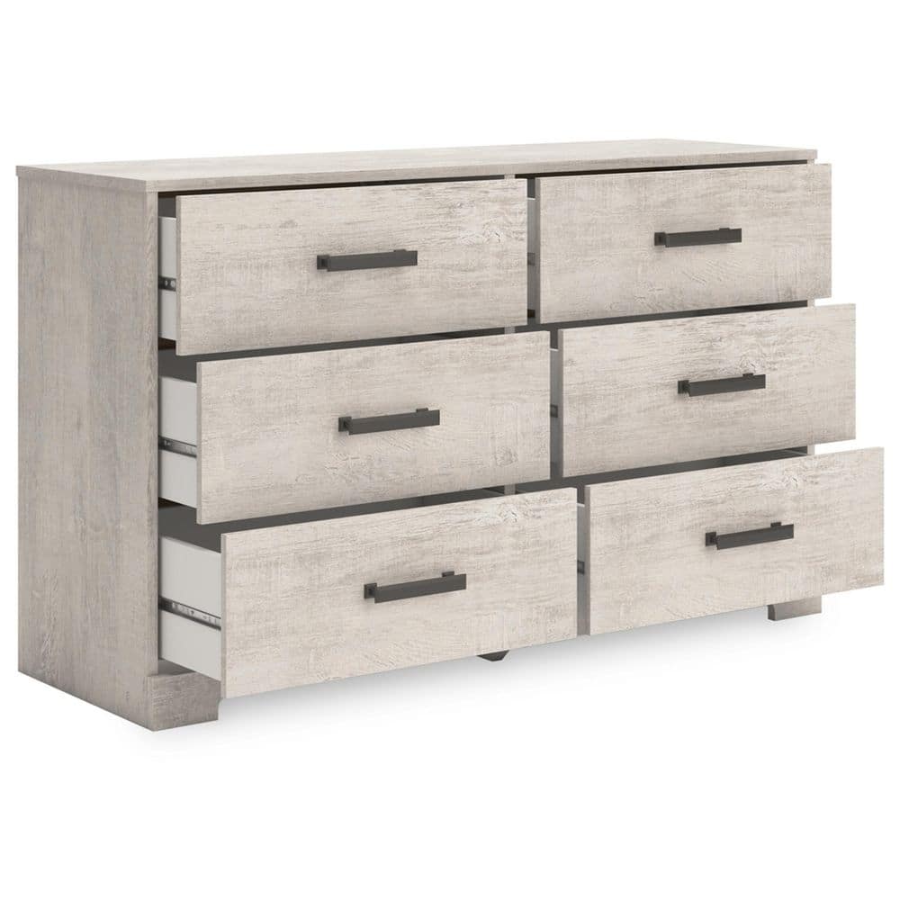 Gray Oak Grain 6-Drawer Modern Farmhouse Dresser