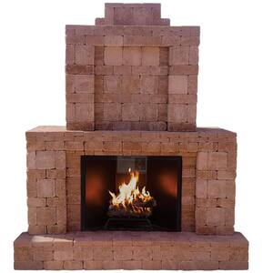 RumbleStone 84 in. x 38.5 in. x 94.5 in. Outdoor Stone Fireplace in Cafe