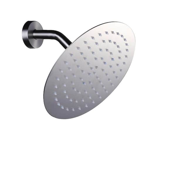 1-Spray Pattern with 1.8 GPM 8 in. Round Wall Mount Rain Fixed Shower Head with 360° Swivel in Brushed Nickel