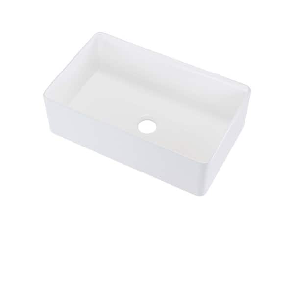 16-Gauge Fireclay 30 in. Workstation Farmhouse Sink Kitchen Bar Sink Single Bowl in White