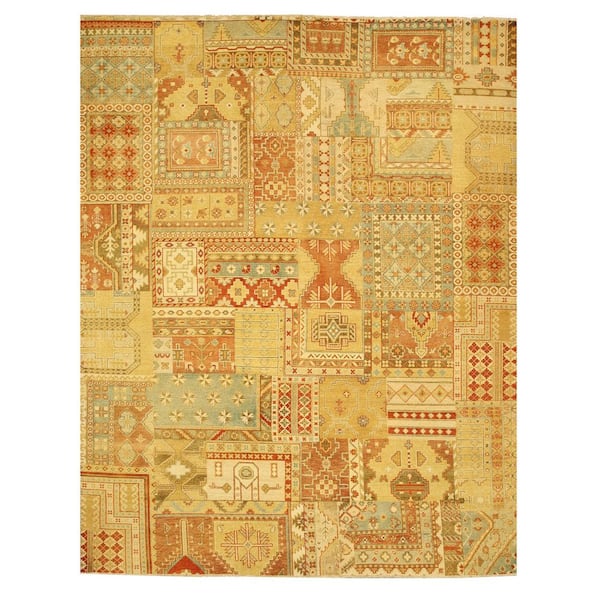EORC Multicolored 9 ft. 3 in. x 11 ft. 9 in. Hand Knotted Wool Southwestern/Tribal Patch Area Rug